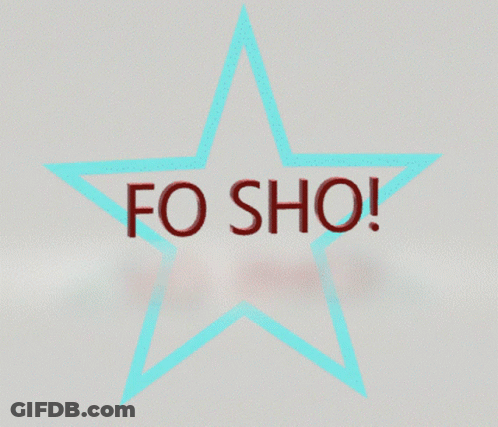 A Blue And Red Star With The Words Fo Sho Written On It GIF