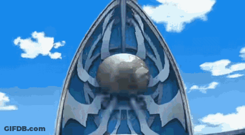 A Blue And Silver Shield With A Ball In The Middle GIF