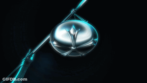 A Blue And Silver Sphere With A Triangle In The Middle GIF