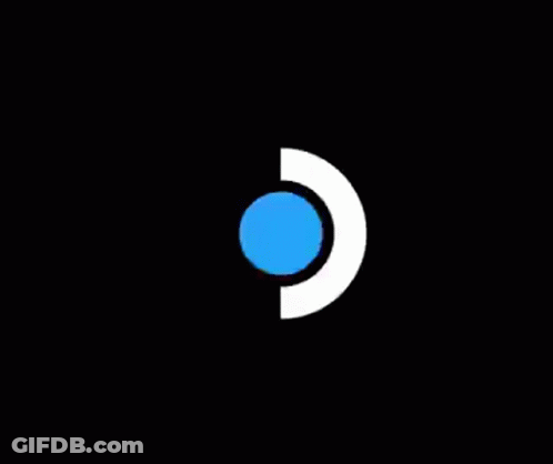 A Blue And White Circle With A White Circle In The Center On A Black Background . GIF