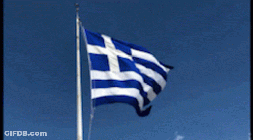 A Blue And White Flag Is Waving In The Wind Against A Blue Sky GIF
