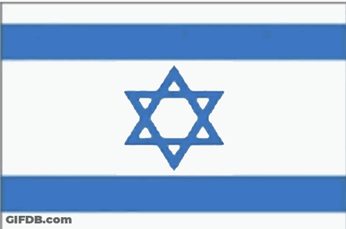 A Blue And White Flag With A Star Of David GIF