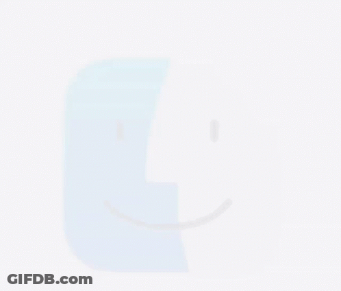 A Blue And White Icon That Looks Like A Smiling Face GIF