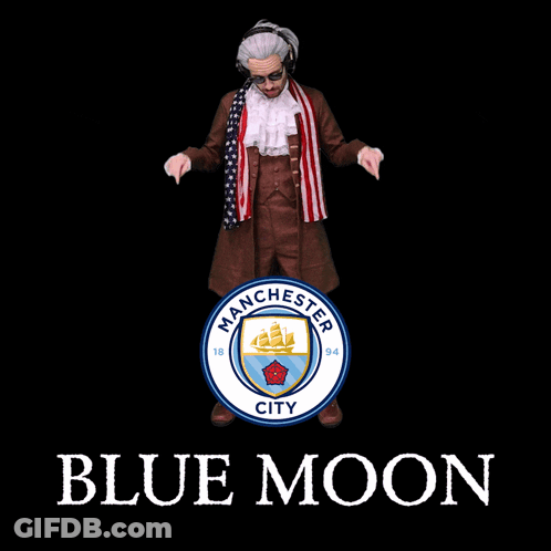 A Blue And White Logo For Manchester City With A Ship In The Middle GIF