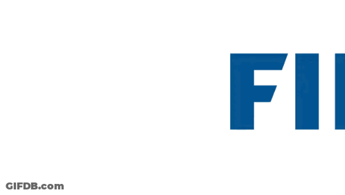 A Blue And White Logo For The Fifa Soccer Federation GIF