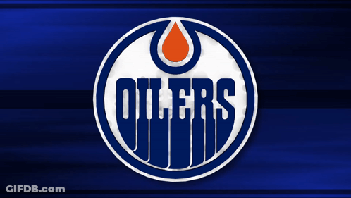 A Blue And White Logo For The Oilers GIF