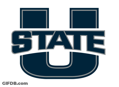 A Blue And White Logo For The University Of Utah GIF