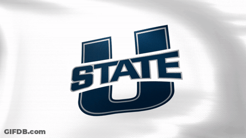 A Blue And White Logo For The University Of Utah GIF