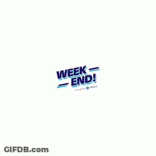 A Blue And White Logo That Says Week End GIF