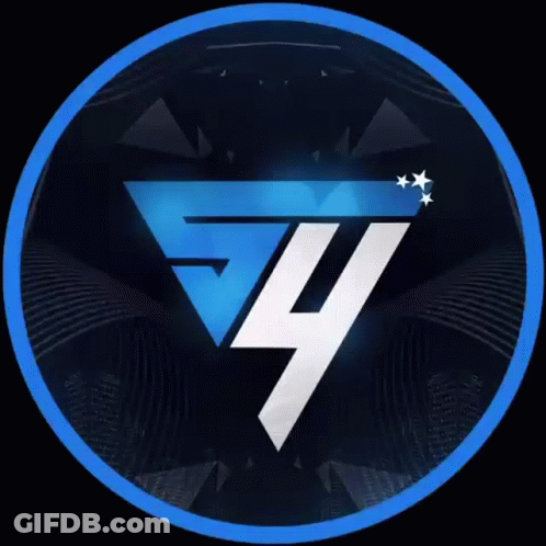 A Blue And White Logo With The Number 74 In The Middle GIF