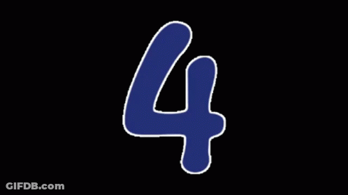 A Blue And White Number Four On A Black Background GIF