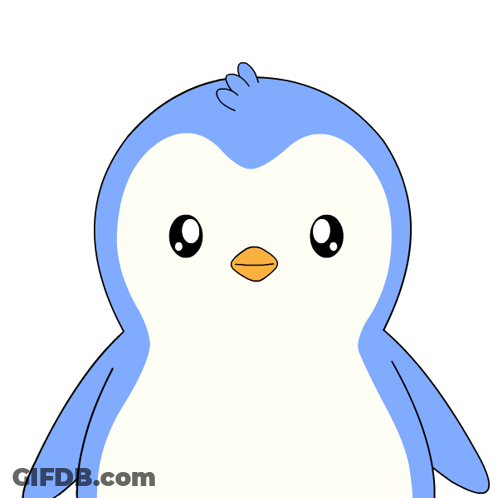 A Blue And White Penguin Holding A Pink Sign That Says Miss You GIF