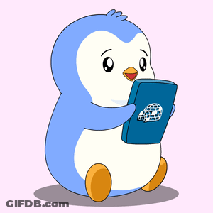A Blue And White Penguin Is Holding A Blue Book With The Letter B On It GIF