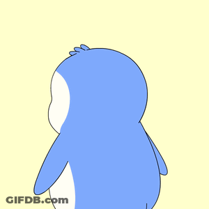 A Blue And White Penguin Is Surrounded By Pink Stars And Purple Letters That Say Ok GIF