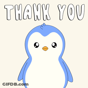 A Blue And White Penguin Says Thank You GIF
