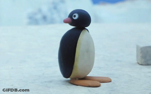 A Blue And White Penguin With A Pink Bow On Its Head Says A6666666 GIF