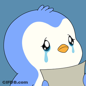 A Blue And White Penguin With A Tear Running Down Its Face GIF