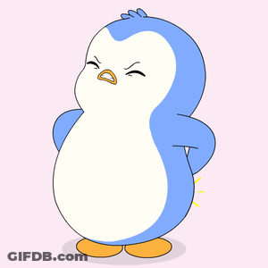 A Blue And White Penguin With A Yellow Lightning Bolt Behind It GIF