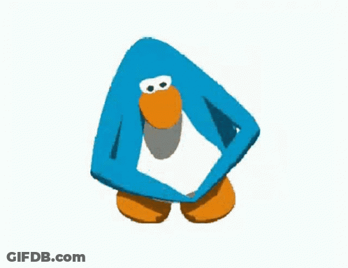 A Blue And White Penguin With An Orange Beak Is Standing On A White Background GIF