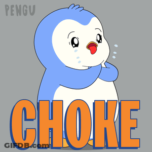 A Blue And White Penguin With The Word Choke Behind Him GIF