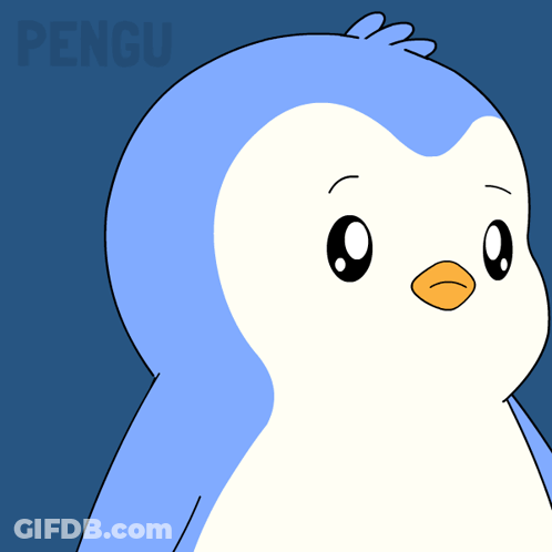 A Blue And White Penguin With The Words Excuse Me Below It GIF