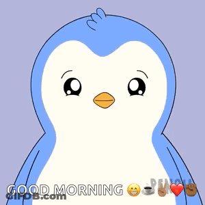 A Blue And White Penguin With The Words Monday Good Morning GIF