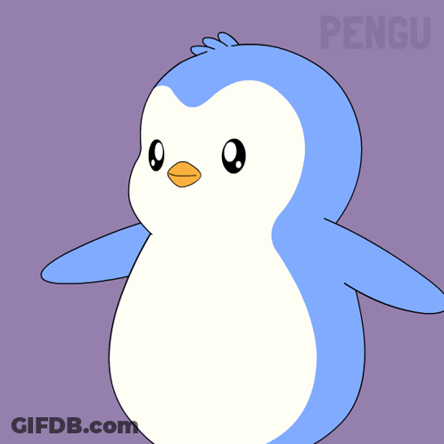 A Blue And White Penguin With The Words You 'Re Back GIF