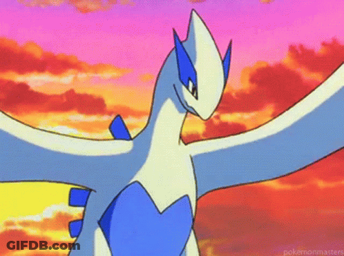A Blue And White Pokemon With Its Wings Spread GIF