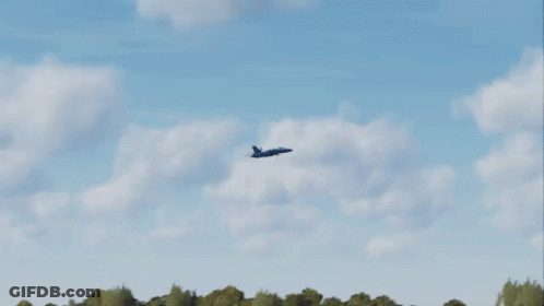 A Blue And Yellow Airplane With The Letters Us Navy On The Side Of It GIF