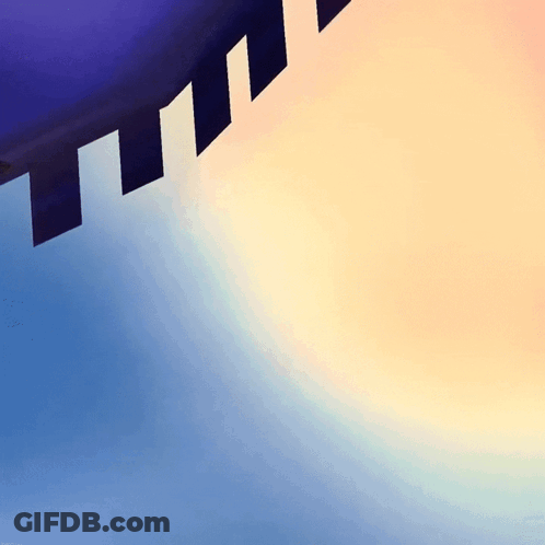 A Blue And Yellow Background With A Diagonal Stripe On The Right GIF