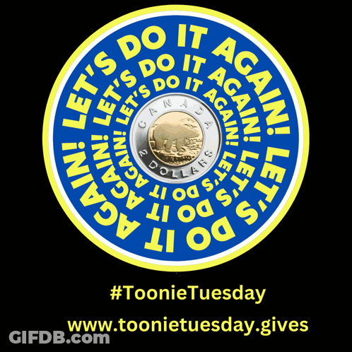A Blue And Yellow Circle With The Words " Let 'S Do It Again " On It GIF