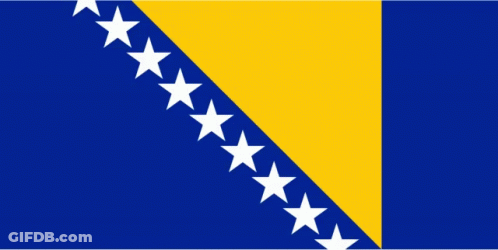 A Blue And Yellow Flag With White Stars On A Black Background GIF