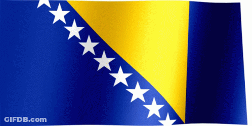 A Blue And Yellow Flag With White Stars On The Diagonal GIF