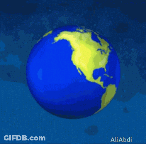 A Blue And Yellow Globe With The Name Aliabdi On It GIF