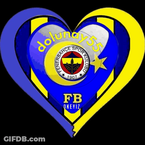A Blue And Yellow Heart Shaped Logo For Fenerbahce Sport Club GIF