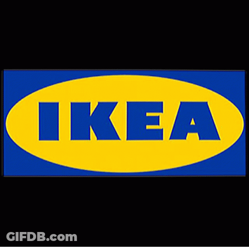 A Blue And Yellow Logo For Ikea With A Black Background GIF