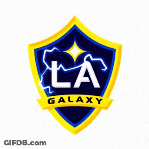 A Blue And Yellow Logo For La Galaxy GIF