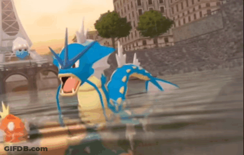 A Blue And Yellow Pokemon Swimming In The Water GIF