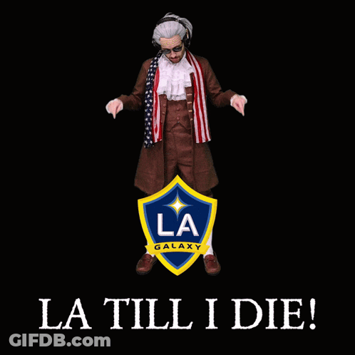 A Blue And Yellow Shield With The La Galaxy Logo On It GIF