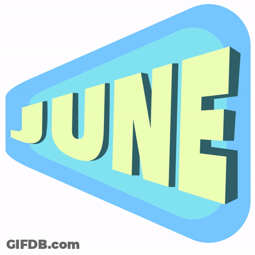 A Blue And Yellow Sign That Says June GIF