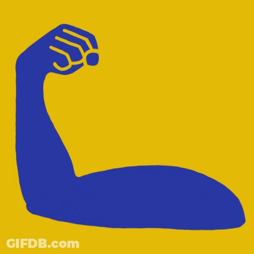 A Blue Arm With The Words It Takes Strength To Be On It GIF