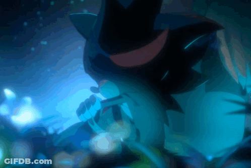 A Blue Background With A Cartoon Character In A Hat GIF