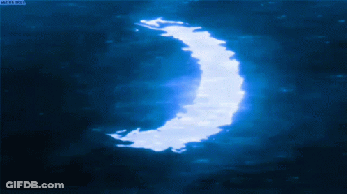 A Blue Background With A Crescent Moon In The Middle And A Watermark That Says Semenkel GIF