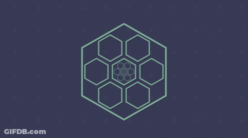 A Blue Background With A Green Geometric Shape In The Middle GIF