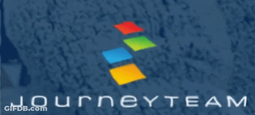 A Blue Background With A Journey Team Logo GIF