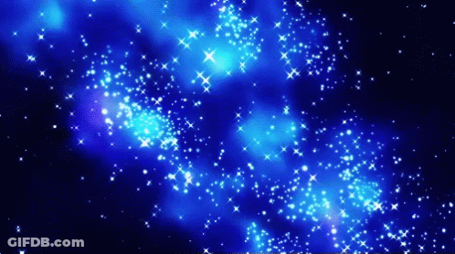A Blue Background With A Lot Of Stars Floating In The Air GIF