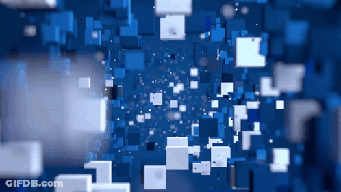 A Blue Background With A Lot Of White Squares On It GIF
