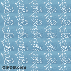 A Blue Background With A Pattern Of People Holding Cards GIF