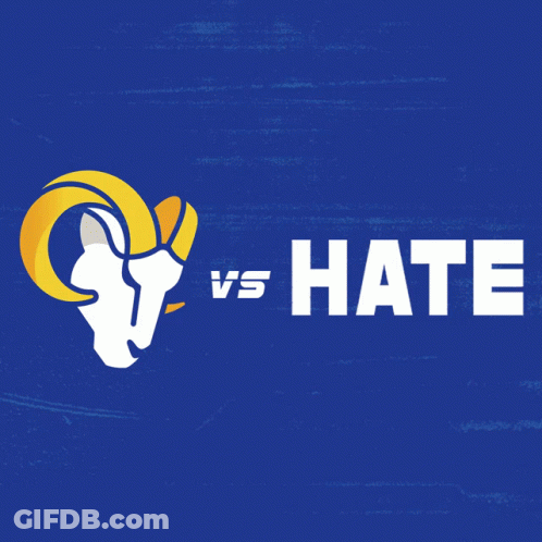 A Blue Background With A Ram Head And The Words Vs Hate On It GIF