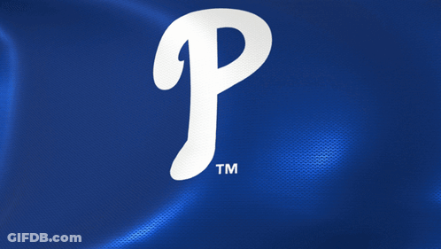 A Blue Background With A White Letter P And The Tm Logo GIF